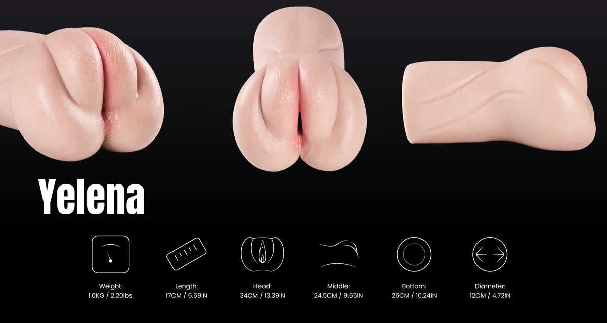 Yelena platinum silicone male masturbator product image.