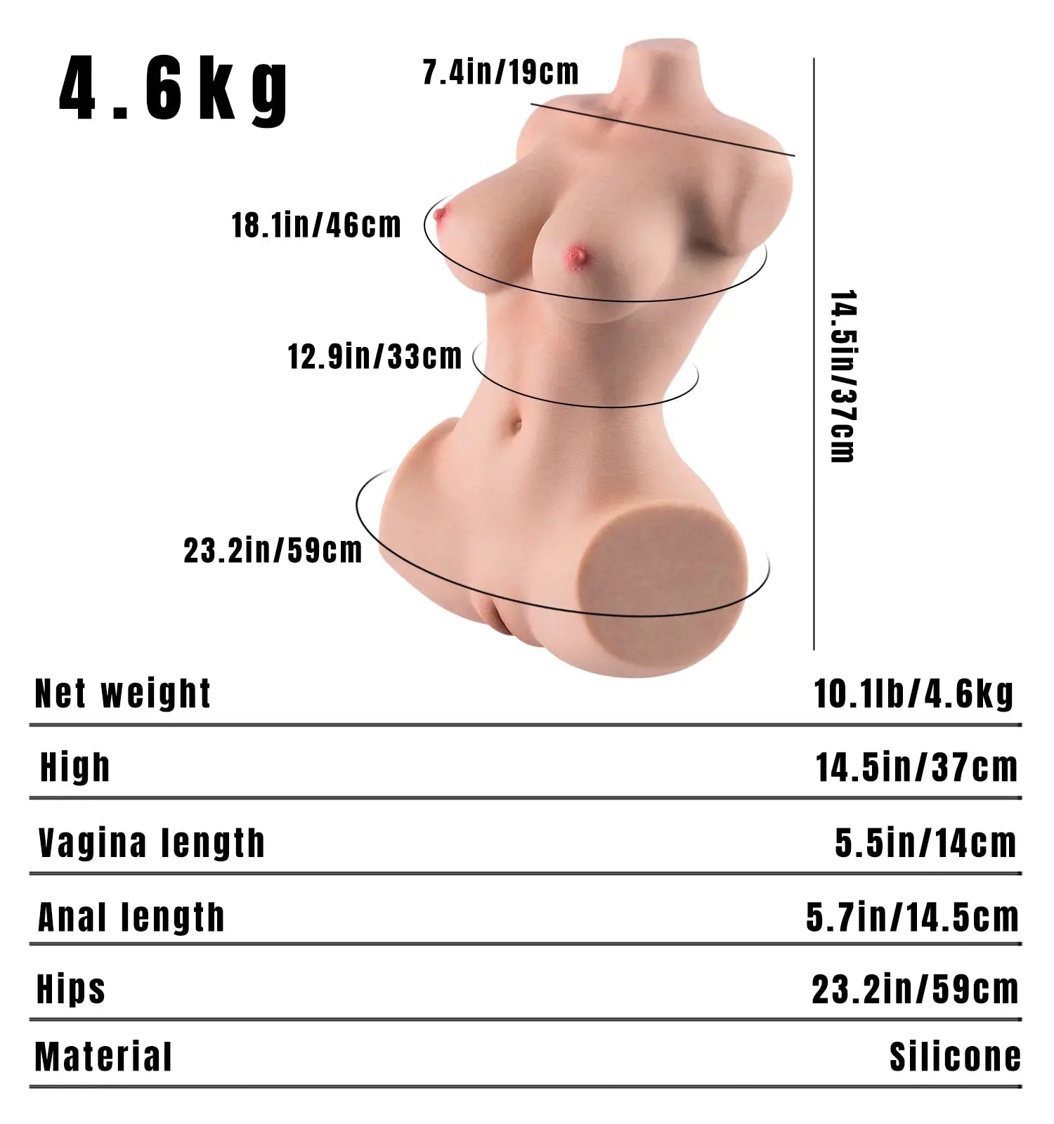 Image of Sophia: 4.6kg Realistic Mini Torso Sex Doll Male Masturbator MRLDOLL