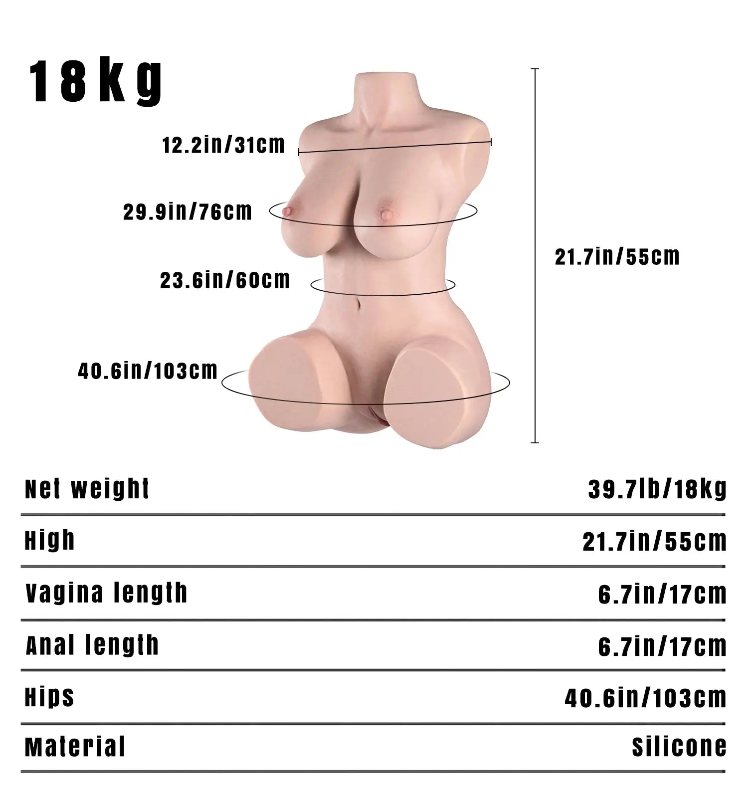 Image of Melissa:18KG Ultra Realistic Torso Sex Doll MRLDOLL