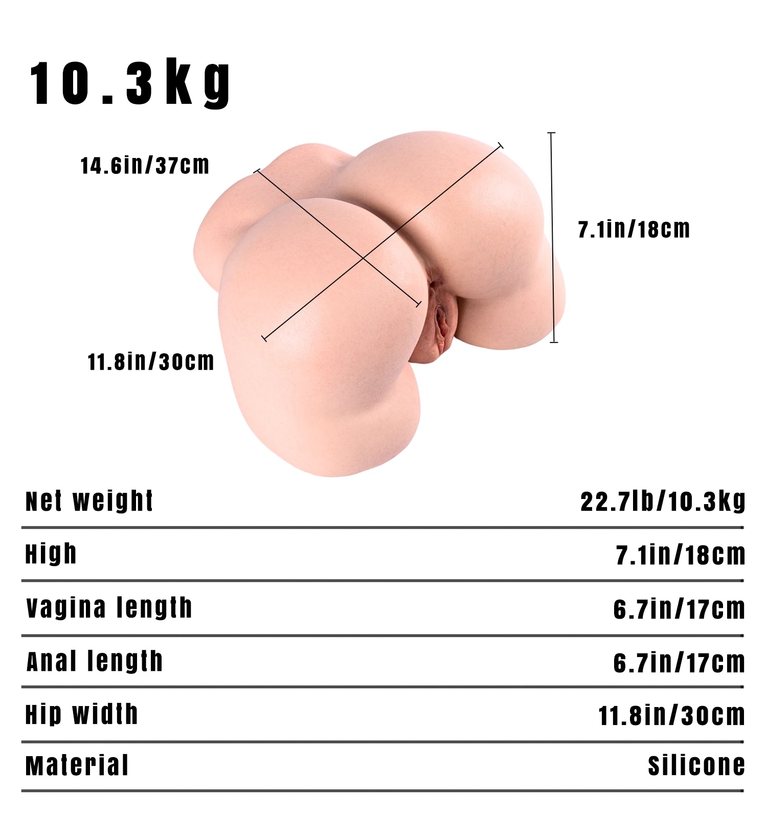 Donna：10.3KG Doggy Style Big Ass Silicone Sex Toy