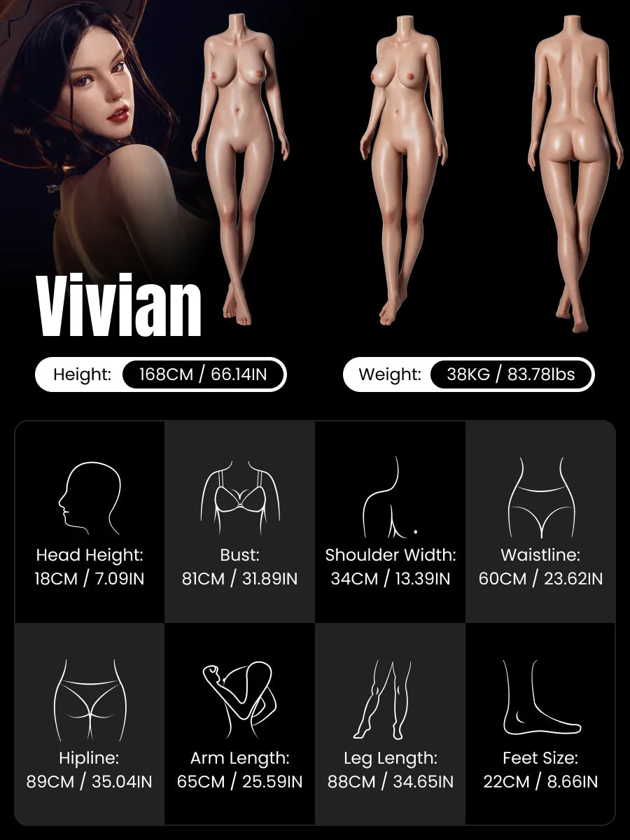 Image of Vivian 38kg 168cm Life Size Sex Doll