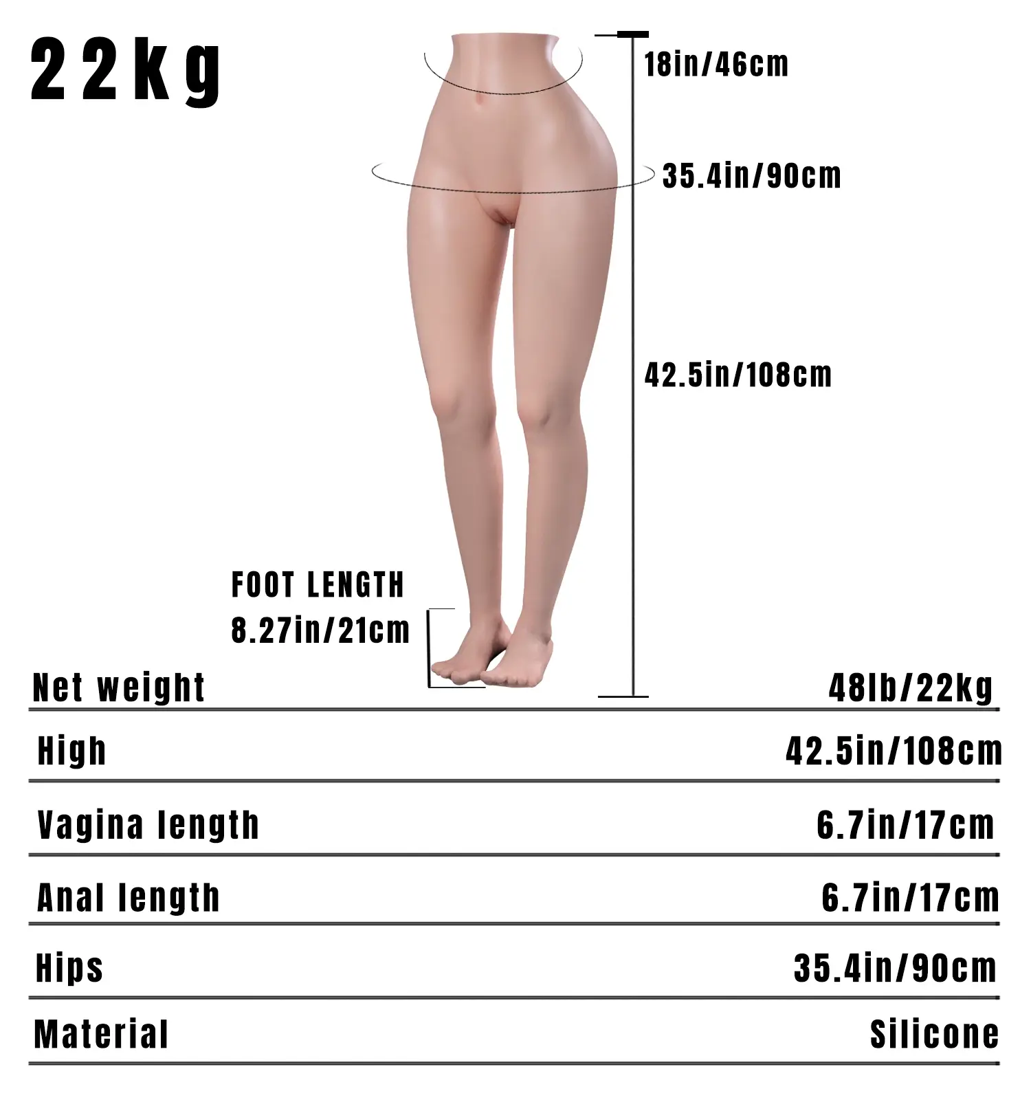 Image of Gemma 22KG Climax Leg Sex Torso Doll For Men MRLDOLL