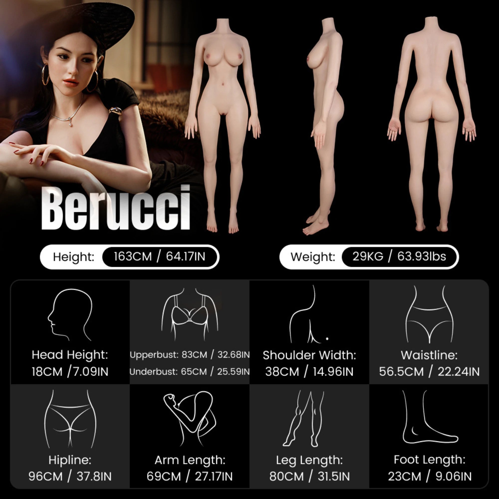 MRLDOLL Berucci — силиконовая кукла 163 см — справочное изображение производителя