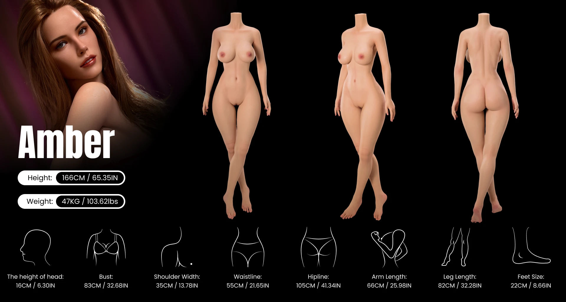 MRLDOLL Amber — силиконовая кукла 166 см — справочное изображение производителя