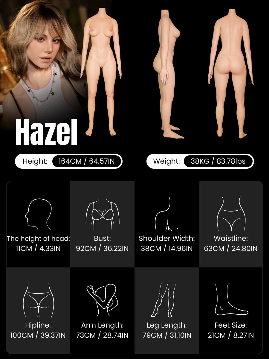 Image of Hazel 164cm 37kg Blowjob Sex Doll Ultra-soft Platinum Silicone