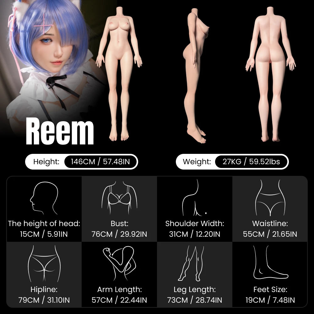 Cosplay Reem Anime Sexdoll 146CM 26KG - MRLDOLL Cosplay Reem Anime Sexdoll 146CM 26KG - MRLDOLL