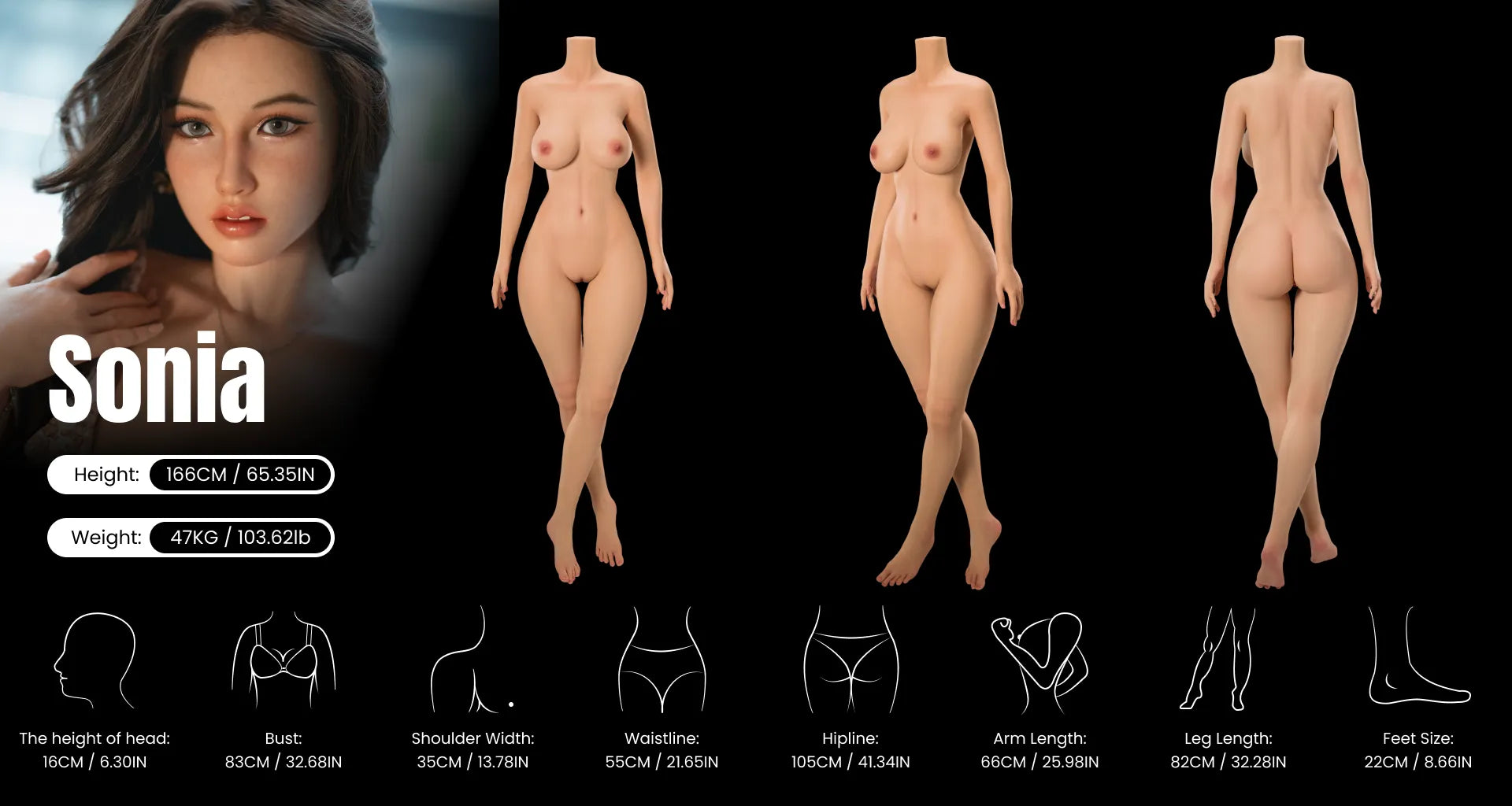 MRLDOLL Sonia — 166 cm Silicone Doll — manufacturer reference image