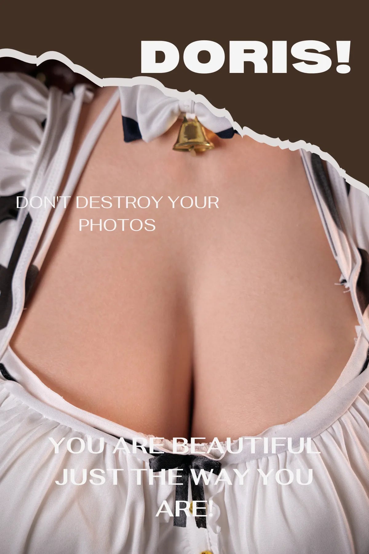 Poster of Doris BBW sex torso showing front view with large breasts, realistic skin texture, and soft jelly silicone feel