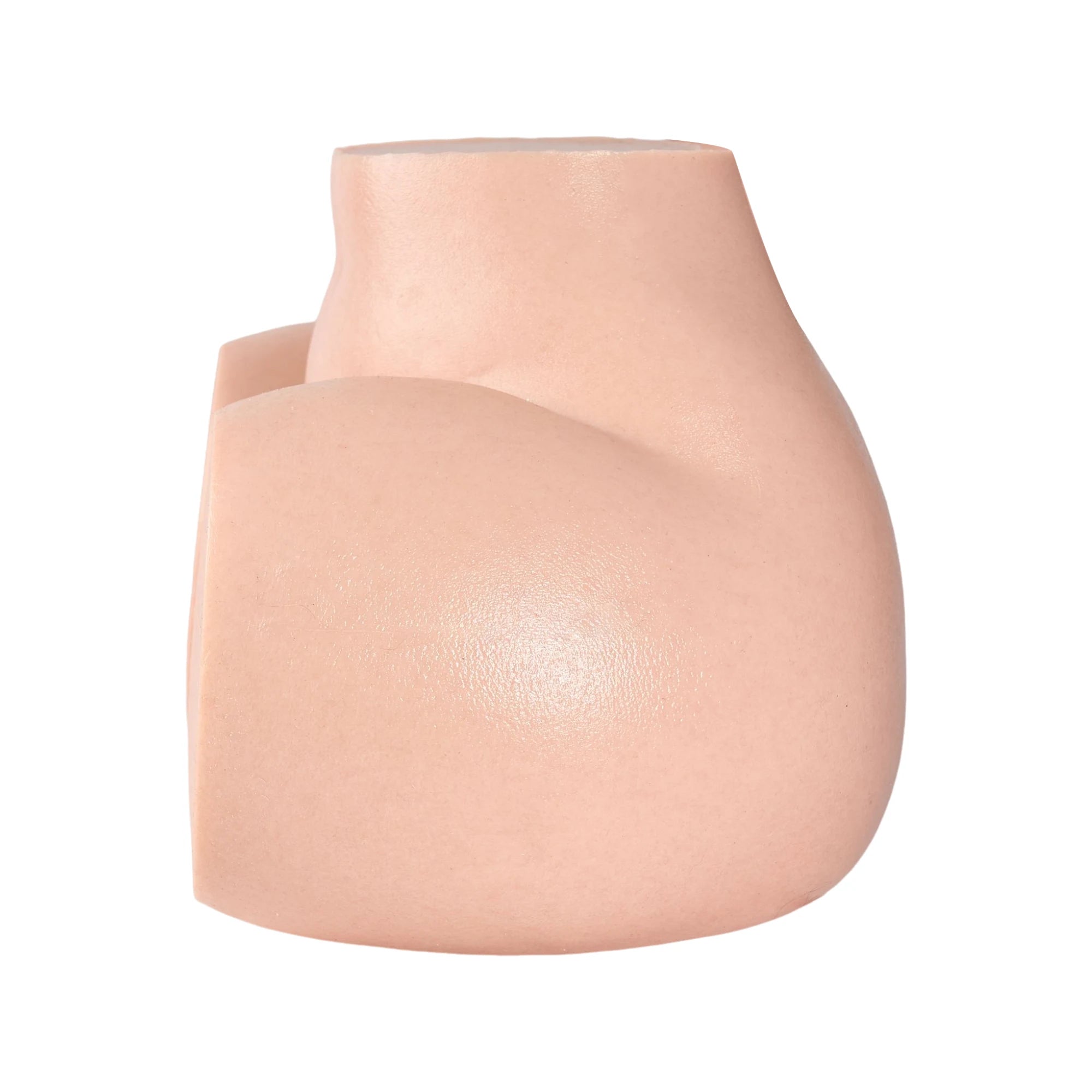 Image of Side profile of Gill silicone torso showing its lifted booty shape and compact proportions