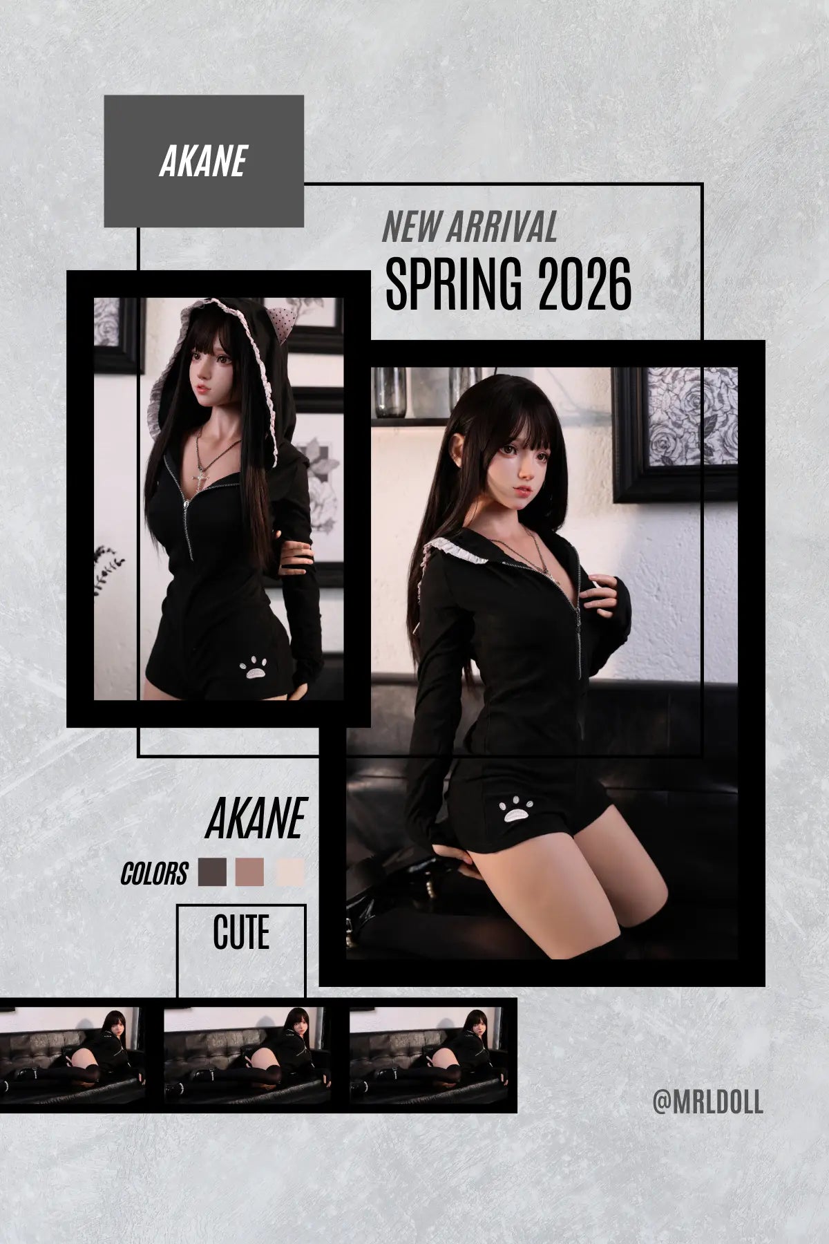 MRLDOLL Akane anime sex doll standing back-to-back in poster view, showcasing Japanese style and body proportions