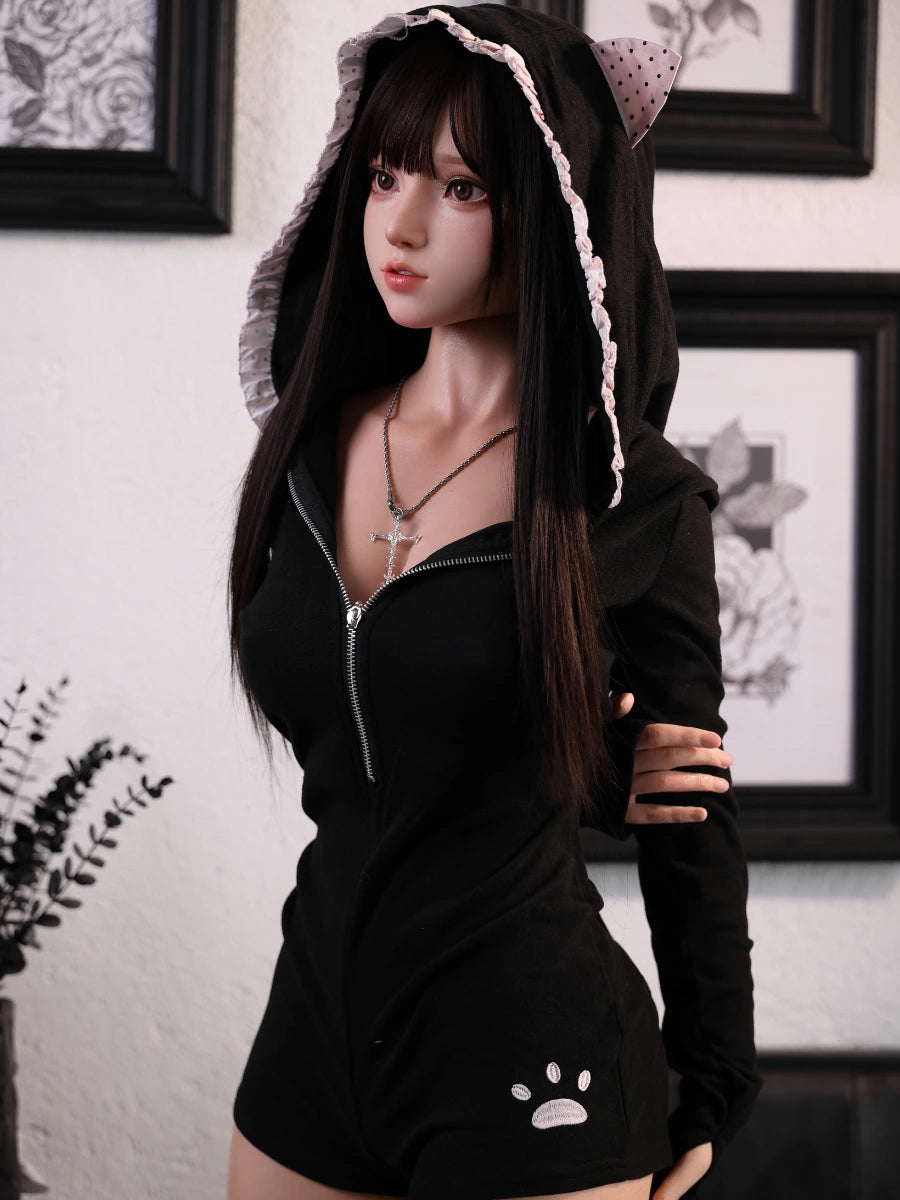 Image of MRLDOLL Akane anime sex doll standing with hands behind her back, wearing a hat, cute Japanese-style look