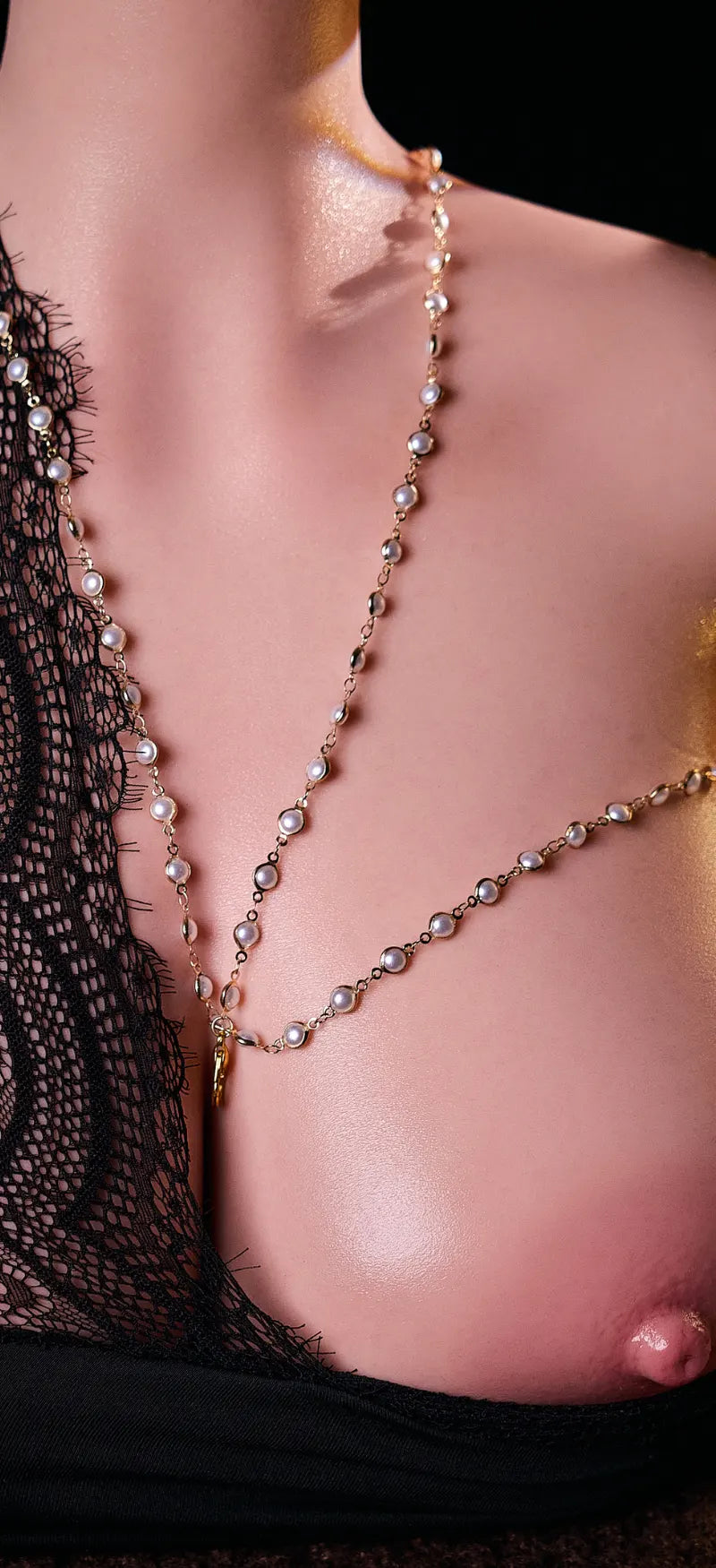 Image of Close-up of one breast of MRLDOLL Tess torso highlighting natural proportions and realistic skin texture