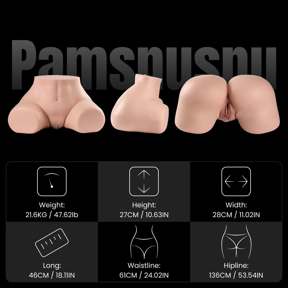 Image of Pamsnusnu electric silicone butt replica dimensions, weight, and product specifications