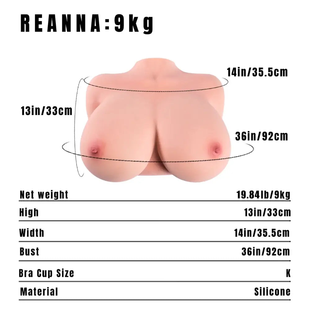 Image of Reanna:9kg Big Boob Sex Torso Silicone Breast Masturbator Toy MRLDOLL