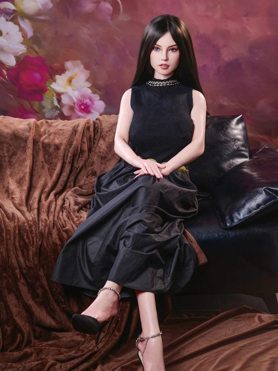 Image of beautiful face realistic silicone sex doll close up  